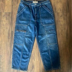 MOTHER Blue Denim Cargo Jeans